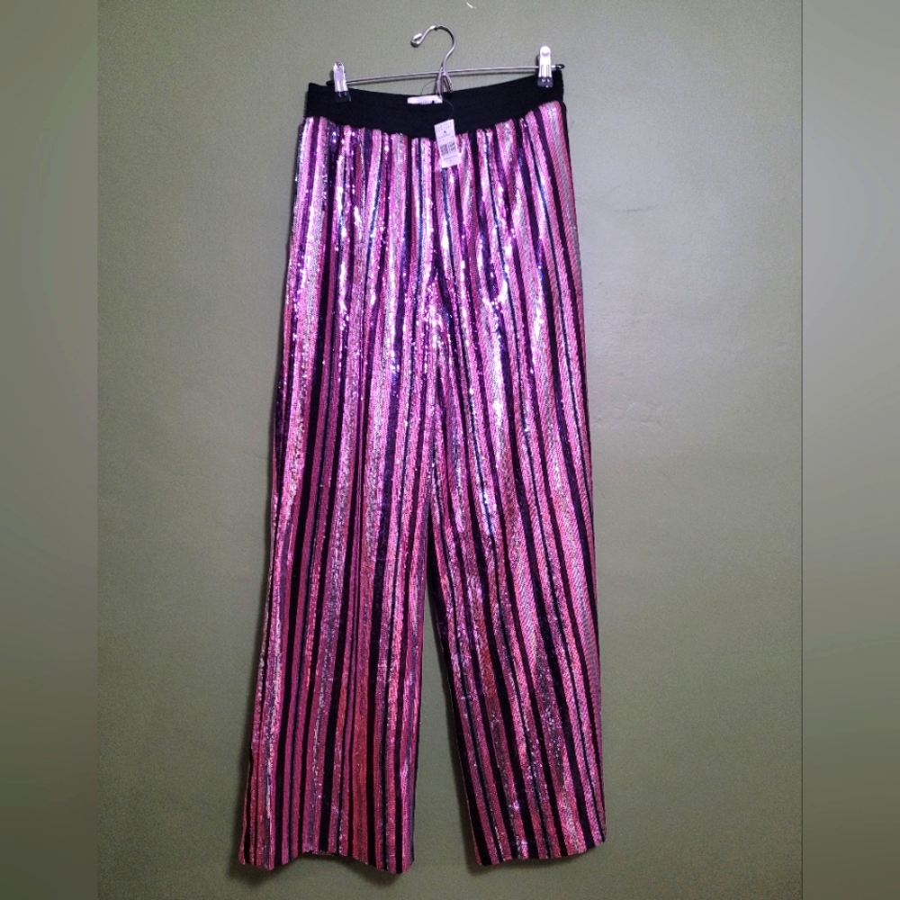 Robert Rodriguez x Barneys New York Purple Sequin Wide-Leg Pants | M | NWT